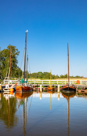 sailing boats in darÃ in zingst on usedomのeditorial素材