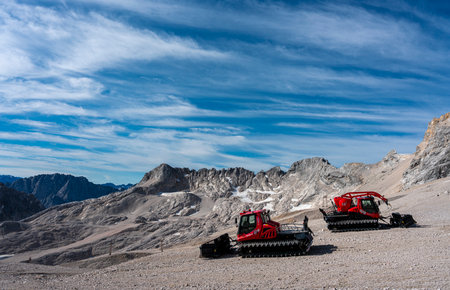 Tourists and hikers on the Zugspitze in Bavaria in September 2020のeditorial素材