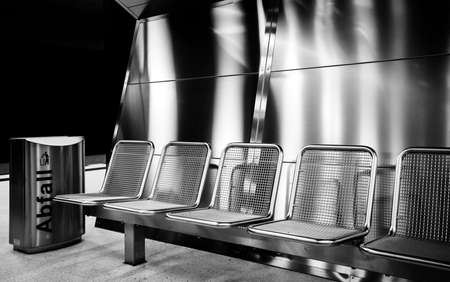 Chrome seats on a platform in the capitalの写真素材