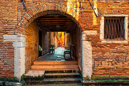 Landmarks, tourists and water canals in the lagoon city of Venice, Italyの写真素材