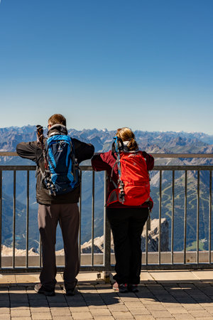 Tourists on the Zugspitze in Bavariaのeditorial素材