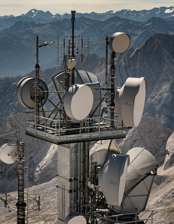 Tourists and technology on the Zugspitze in Bavariaのeditorial素材