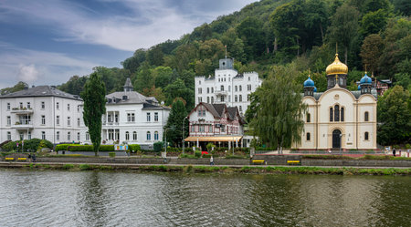 historic architecture in the spa town of Bad Ems, Rhineland Palatinate, Germanyのeditorial素材