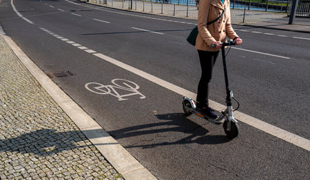 Cycle paths in Berlin road trafficのeditorial素材