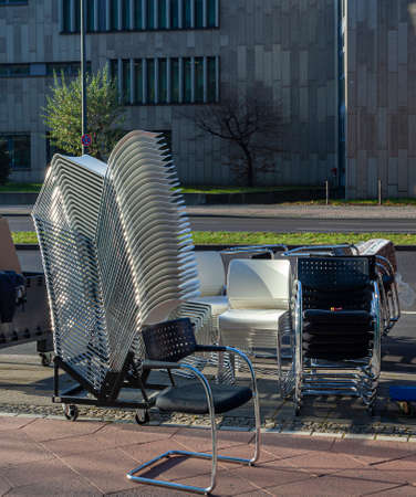 Office furniture by the roadsideの写真素材