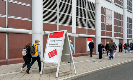 Corona vaccination station and test center in Frankfurtのeditorial素材
