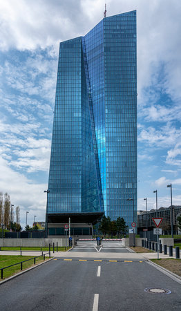 The skyscraper of the European Central Bank in Frankfurt am Main,のeditorial素材