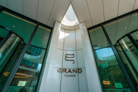 High-rise buildings, bank headquarters and shopping centers in the Hessen metropolis of Frankfurt am Mainのeditorial素材