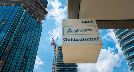 High-rise buildings, bank headquarters and shopping centers in the Hessen metropolis of Frankfurt am Mainのeditorial素材