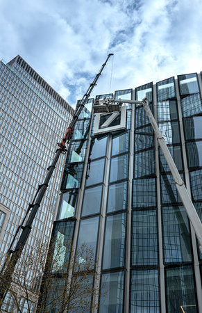 High-rise buildings, bank headquarters and shopping centers in the Hessen metropolis of Frankfurt am Mainのeditorial素材