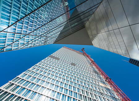 High-rise buildings, bank headquarters and shopping centers in the Hessen metropolis of Frankfurt am Mainのeditorial素材