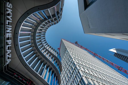 High-rise buildings, bank headquarters and shopping centers in the Hessen metropolis of Frankfurt am Mainのeditorial素材
