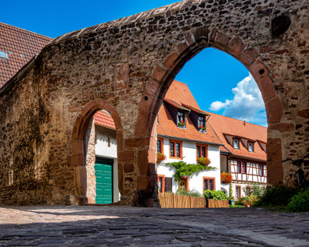 Old town with half-timbered house in the city of Ladenburgのeditorial素材