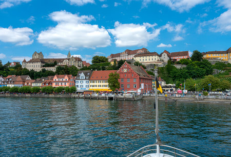 Church and half-timbered house in Meersburg on Lake Constanceのeditorial素材