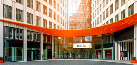The headquarters of ING Bank in Frankfurt am Mainのeditorial素材