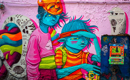 graffiti on a house in berlin, germanyのeditorial素材