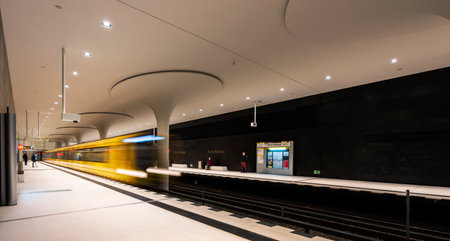 the berlin u bahn at Rotes Rathaus station ,Berlin, Germanyのeditorial素材