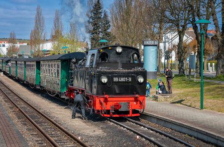 The historic Rasender Roland railway on the holiday island of Ruegen, Mecklenburg-Western Pomerania