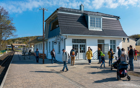 The Baabe station of the Ruegensche BÃ¤derbahn, Ruegen island,のeditorial素材