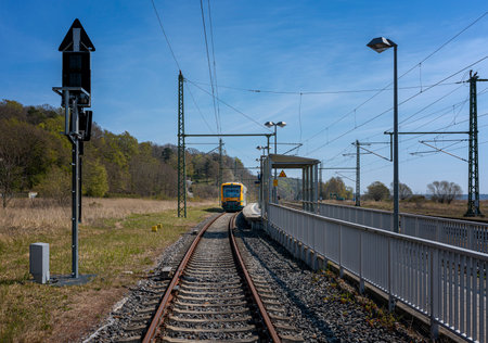 Train station and platform of Lietzow, Ruegen islandのeditorial素材