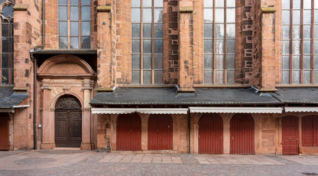 the dilapidated facade of the Heiliggeistkirche in Heidelbergの写真素材