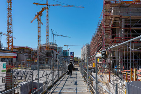 Major construction site at Ãœberseequartier and Hafencity, Hamburg, Germany