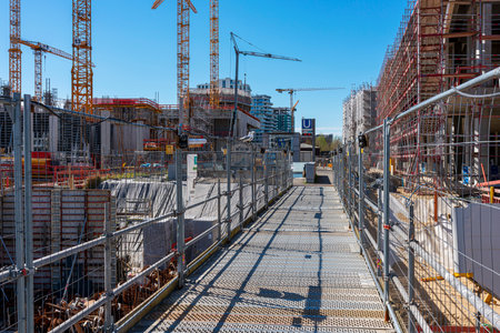 Major construction site at Ãberseequartier and Hafencity, Hamburg, Germanyのeditorial素材