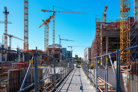 Major construction site at Ãberseequartier and Hafencity, Hamburg, Germanyのeditorial素材