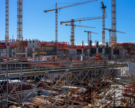 Major construction site at Ãberseequartier and Hafencity, Hamburg, Germanyのeditorial素材