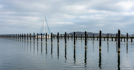 Boat mooring at the stilt houses, Lauterbach marina, RÃ¼gen island,の写真素材