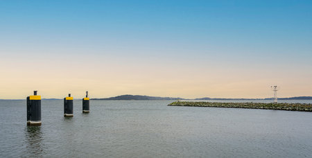 Metal bollard at the port entrance to Lauterbach Moleの写真素材