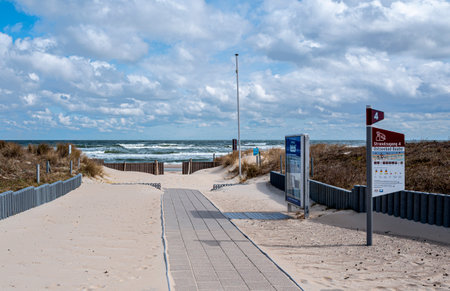 Beach and Baltic Sea near Baabe, Baltic Sea island of Ruegen,の写真素材