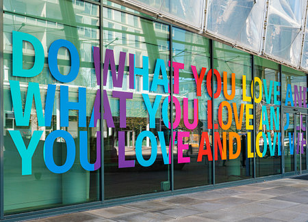 Advertising slogan at Unilever Haus, Hamburg, Germanyのeditorial素材