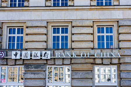 Bank of China building at Rathausplatz, Hamburgのeditorial素材