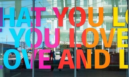 Advertising slogan at Unilever Haus, Hamburg, Germanyのeditorial素材