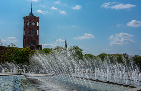 Fountains and water fountains at Alexanderplatz,のeditorial素材