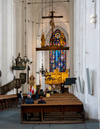 Interior design in Bazylika Mariacka Catholic Church, Gdanskのeditorial素材