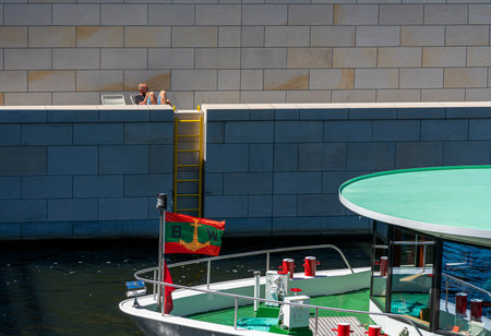 steamer on the Spree at the City Palace,のeditorial素材