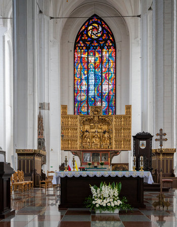 Interior design in Bazylika Mariacka Catholic Church, Gdanskのeditorial素材
