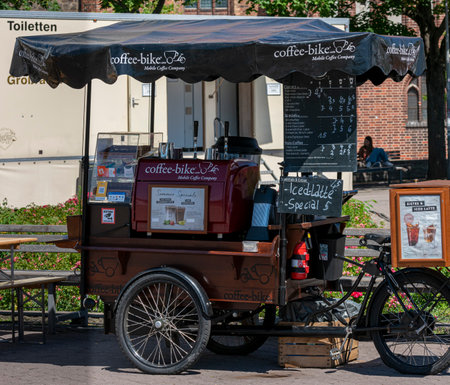 Coffee Bike at the Neptune Fountain in Berlinのeditorial素材