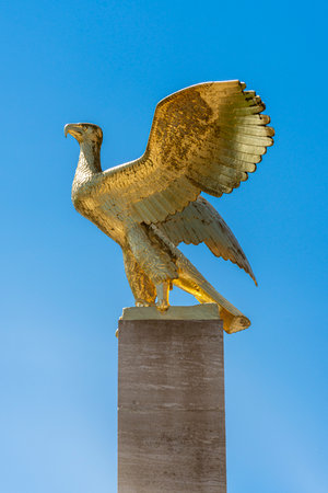 Golden Eagle in front of the House of German Sports, Olympiapark Berlin Westend, Charlottenburgのeditorial素材