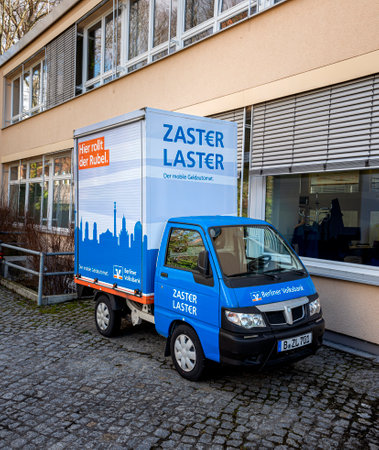 mobile ATM of the Berliner Volksbankのeditorial素材