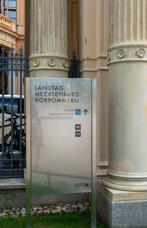 Entrance to Schwerin Castle with the state parliament of Mecklenburg-Western Pomeraniaのeditorial素材