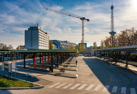 the Berlin bus station at the exhibition centerのeditorial素材