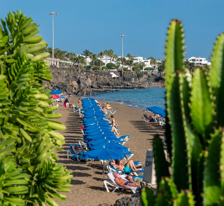 Playa de los Pocillos, Lanzarote, Canary Islands, Spainのeditorial素材