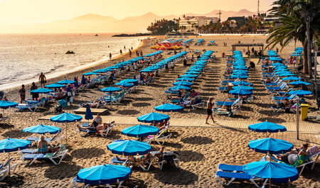 Playa de los Pocillos, Lanzarote, Canary Islands, Spainのeditorial素材
