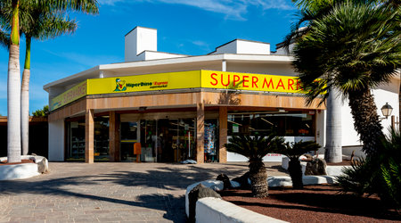HiperDino Supermarket, Lanzarote, Canary Islands, Spainのeditorial素材