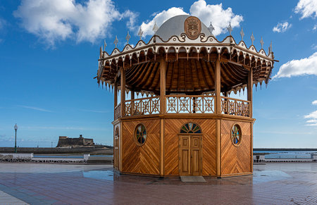Pavilion on the beach in Arrecife, Lanzarote, Canary Islands, Spainのeditorial素材