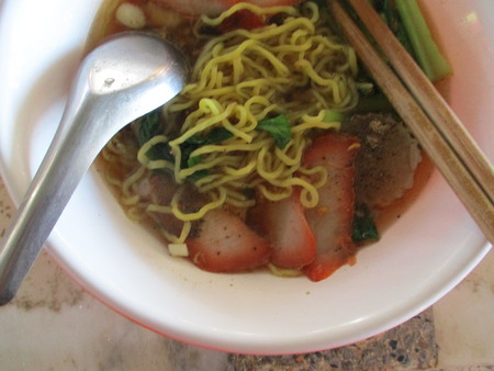 Noodles with red pork.の写真素材