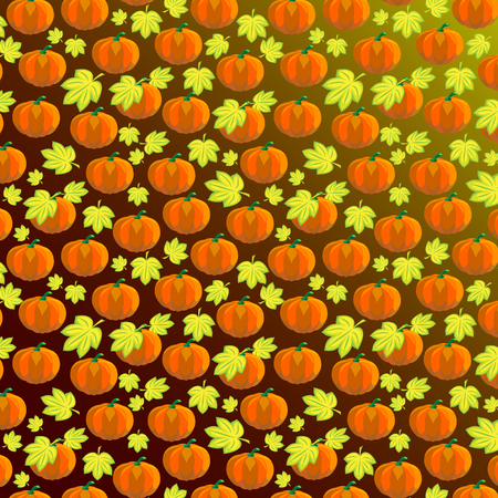Pumpkins and Leaves Vector Pattern のイラスト素材
